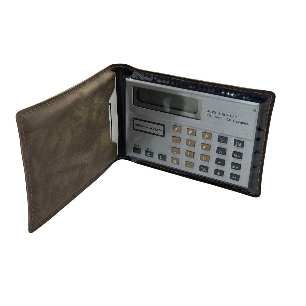 VTG Brown & Bigelow Auto Shut-Off LCD Pocket Foldup Calculator‎ In Wallet READ